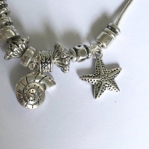 Seahorse Sea Life Charm Bracelet Shells Silver Plated Island 8-11" Plus Size - Picture 7 of 10